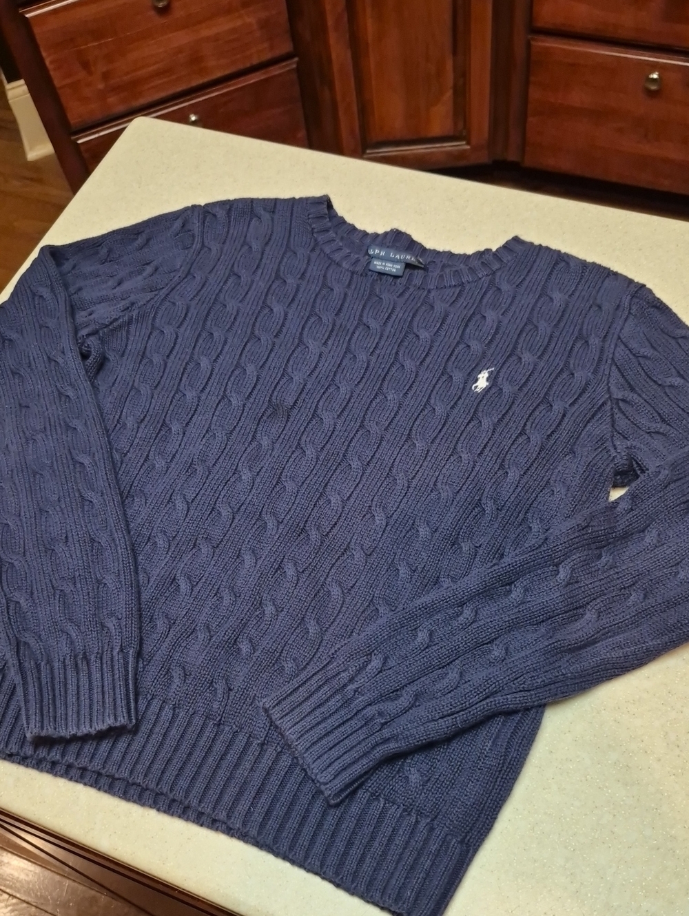 Polo by Ralph Lauren Navy Cable-Knit Crewneck Sweater Navy M